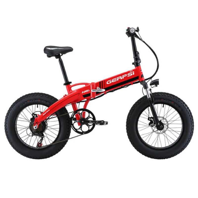 20 inch 7 speed red Электрический горный велосипед, электровелосипед из алюминиевого сплава, 4,0 толстых шин, электрический велосипед, пляжный, снежный, складной, электрический велосипед, 20 дюймов, электровелосипед - Цвет: 20 inch 7 speed red