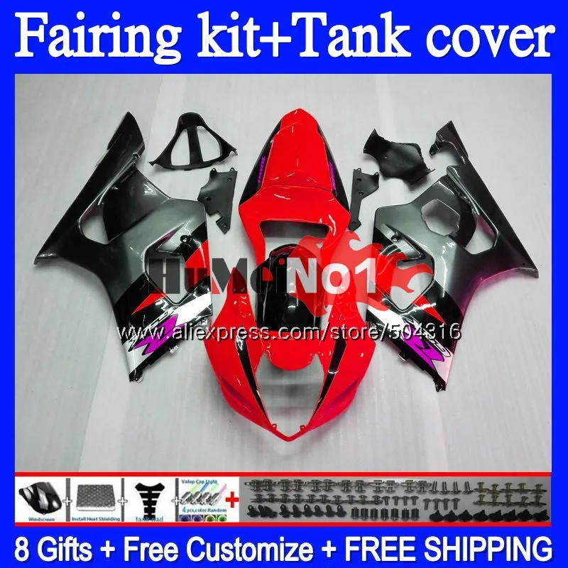 

+Tank For SUZUKI GSX R1000 GSXR-1000 GSX-R1000 GSXR1000 K2 67MC.117 K3 GSXR 1000CC 1000 CC 03 04 2003 2004 Red grey Fairings