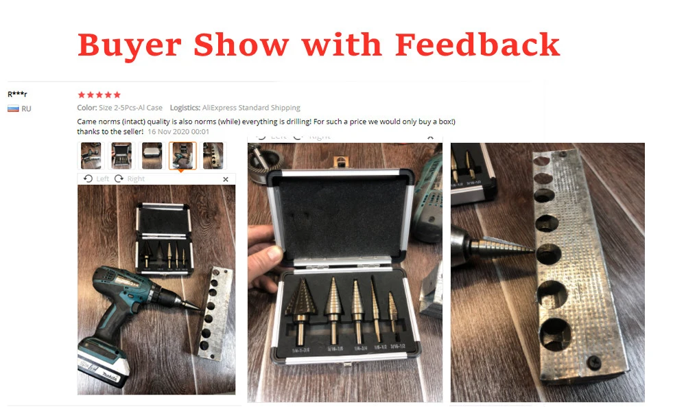 

5pcs HSS Titanium Coated Step Drill Bit Drilling Power Tools Aluminum Case Metal High Speed Steel Wood Hole Cutter Cone Drill