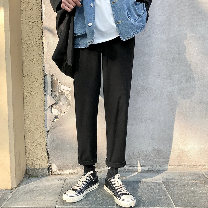 

2020 Men's Pure Black Gray Color Leisure Casual Pants Slim Fit Cargo Pants Streetwear Military 4 Color Trousers Plus Size M-3XL