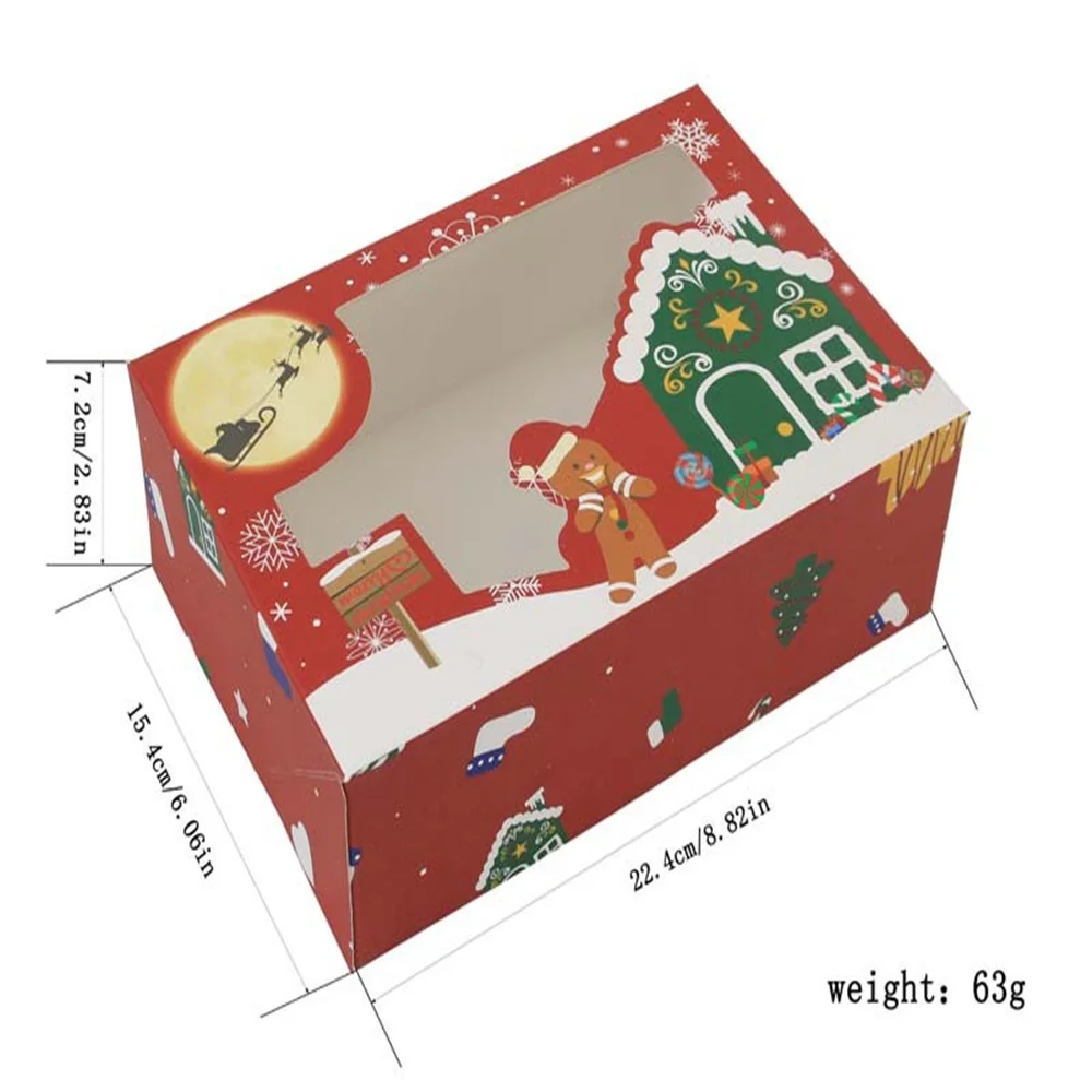 Рождественская бумажная упаковочная коробка 4 шт./компл. для печенья торта со