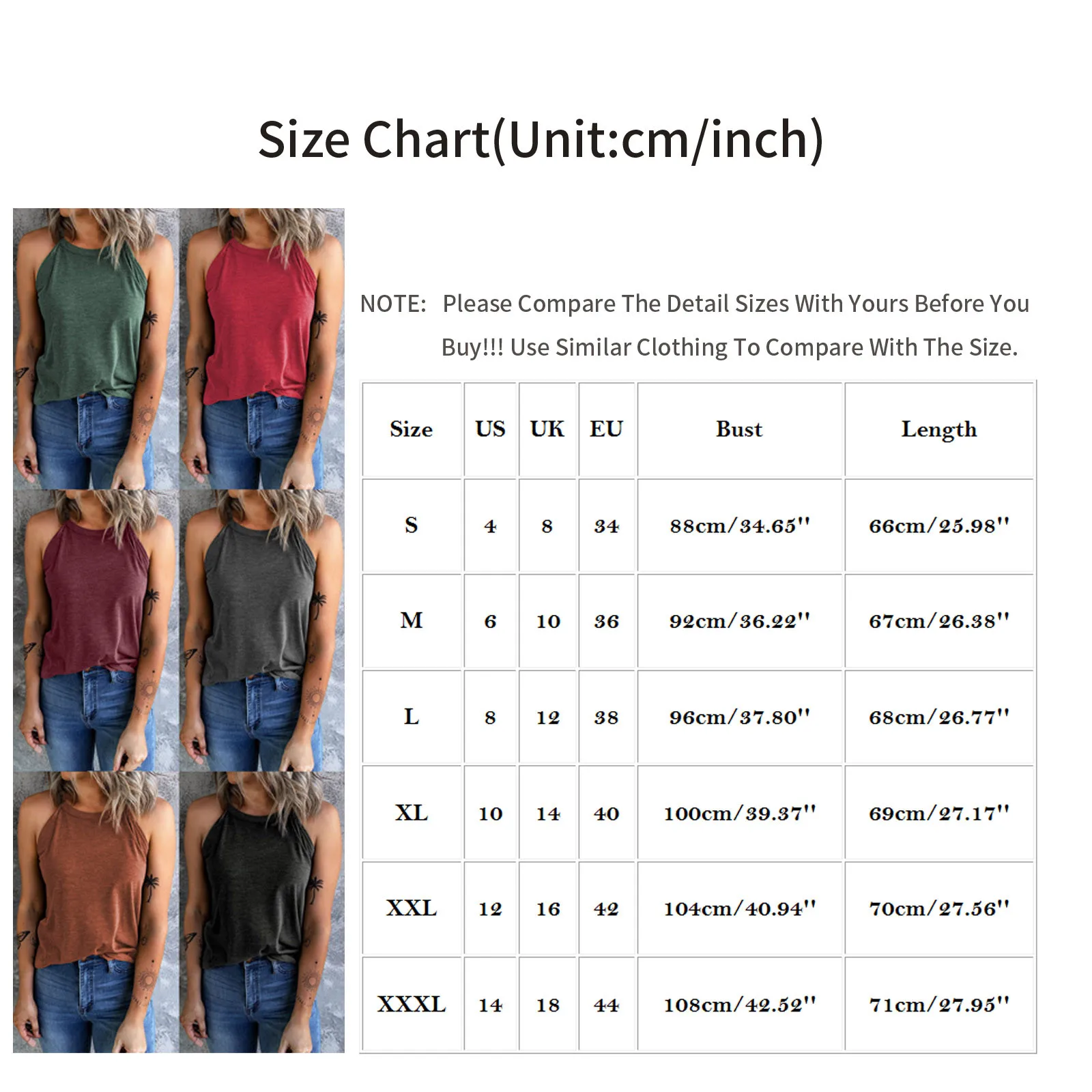 Майка женская с V-образным вырезом Однотонная рубашка на пуговицах без рукавов