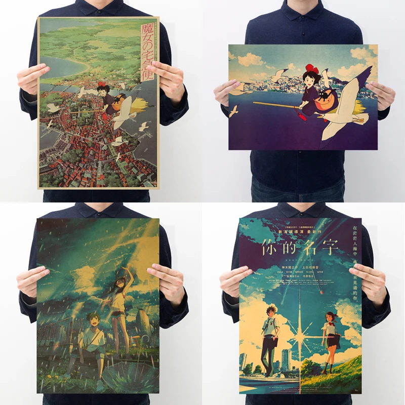 Известный аниме Kiki ваше имя с рисунком из мультфильмов в стиле ретро Крафт бумага