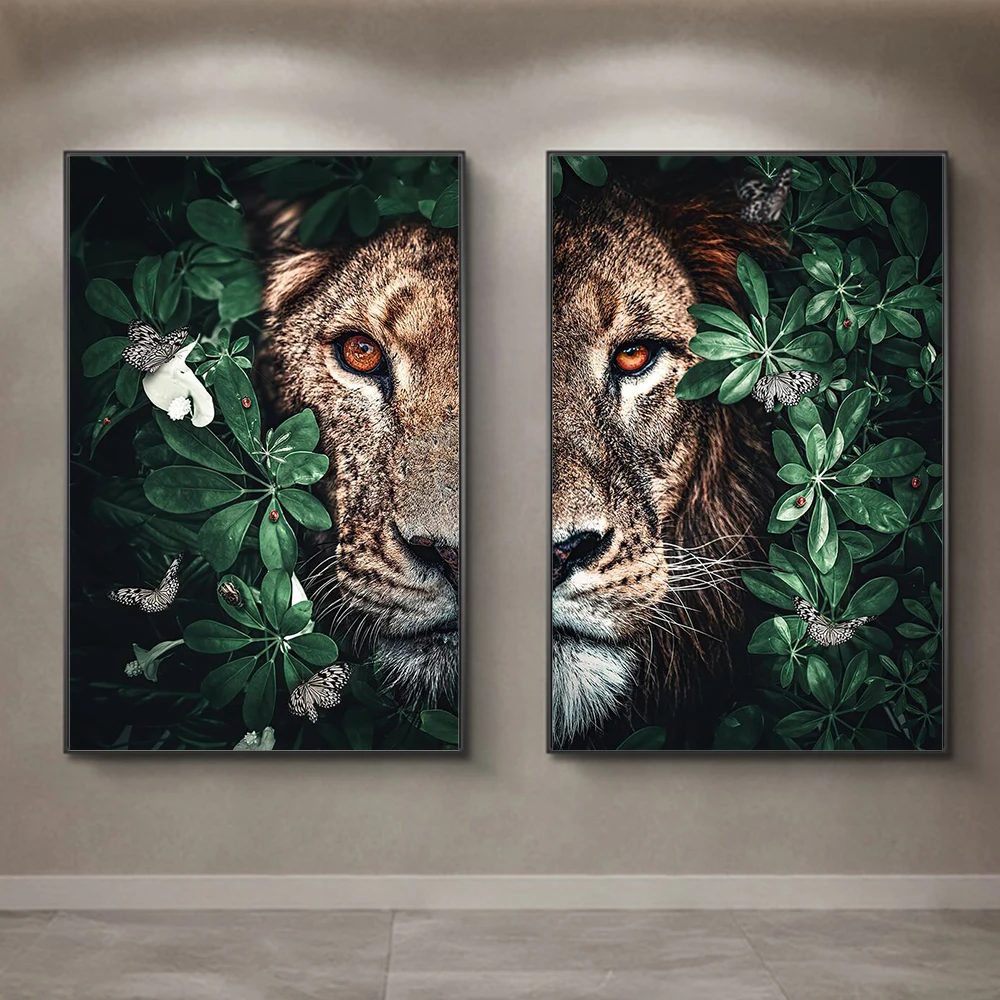 

Flowers Animal Lion Tiger Abstract Canvas Painting Wall Art Posters Nordic Home Decor Salon For Living Room Prints Decor Picture