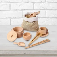 wooden sensory bin tools simulation kitchen tableware toys set montessori educational toys mini wooden dish toys for toddlers
