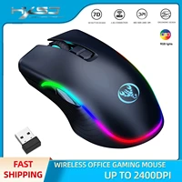 hxsj new 2 4g wireless mouse rgb luminous type c charging port black notebook pc office gaming computer accessories
