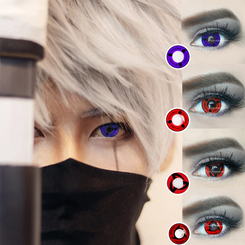 2 шт. Цвет контактные линзы Учиха серии Хэллоуин Косплэй для глаз 14 5 мм