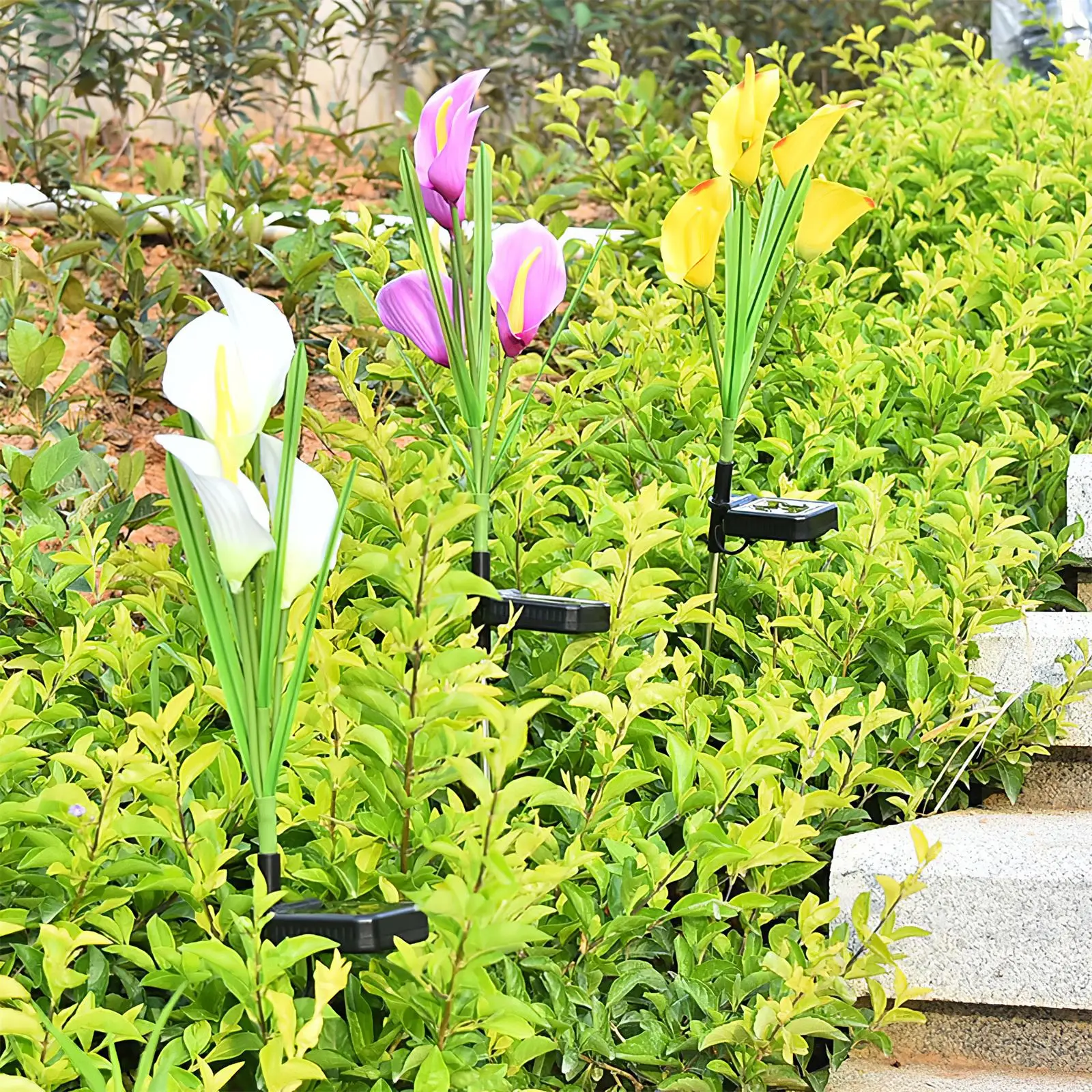 

Светодиодный фонарь на солнечной батарее с имитацией цветов, водонепроницаемый садовый ландшафтный светильник, уличная лампа для газона, д...