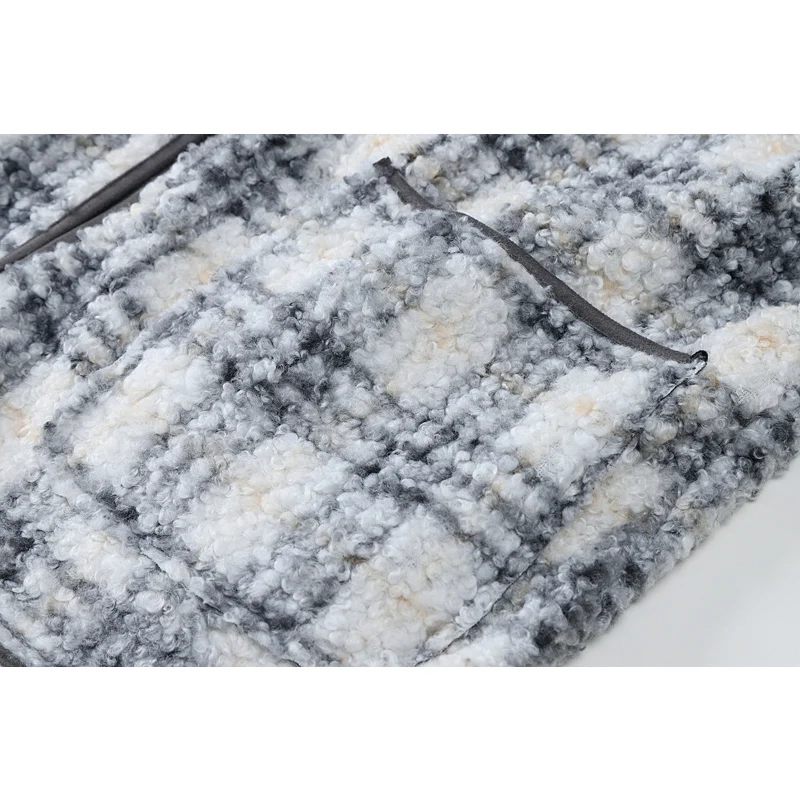 Women's Lamb Wool Jacket Plaid Retro Casual Large Profile 2021 Autumn Winter Warm Thin Hairy Women's Jacket All-match Loose Tops