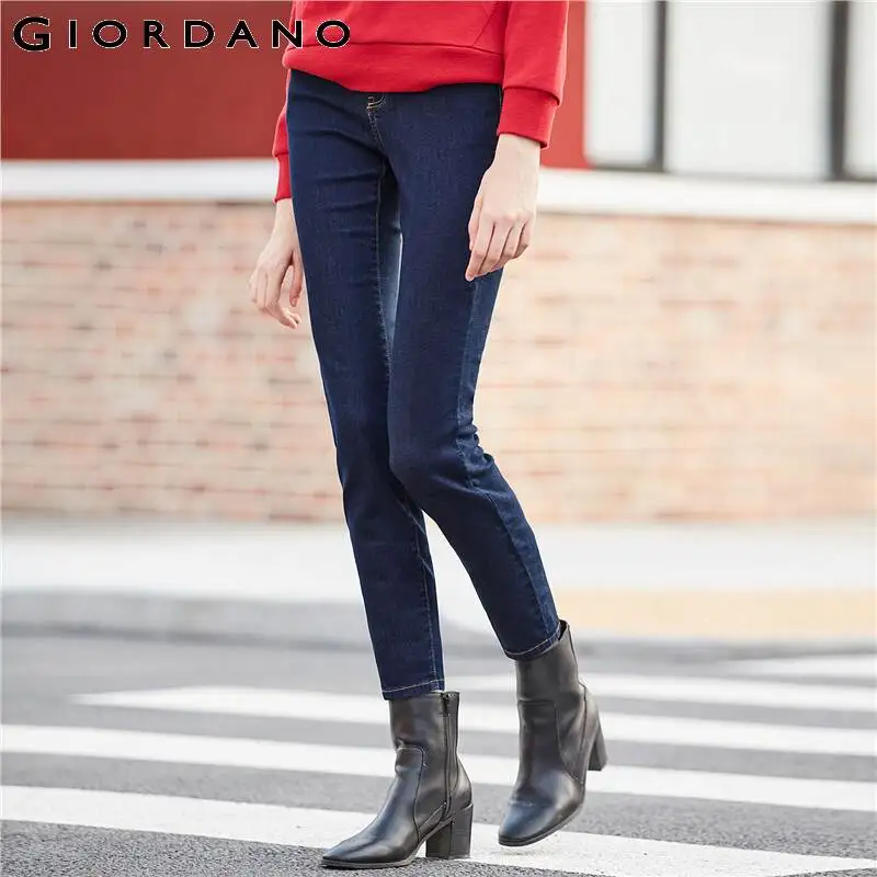 Giordano/женские джинсы из джинсовой ткани с усами Узкие женские до щиколотки брюки