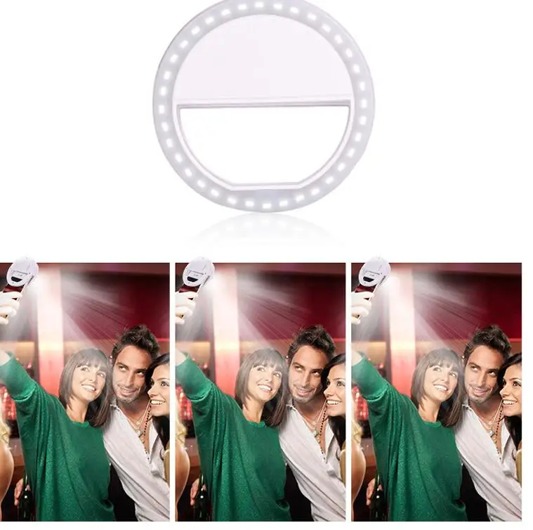 Новинка зажим Светодиодная лампа для селфи кольцо телефона Камера Портативный
