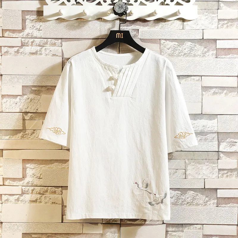 

Летняя мужская футболка с коротким рукавом в китайском стиле, большой размер, Свободный Топ, трендовая Новая модная футболка с принтом, темп...