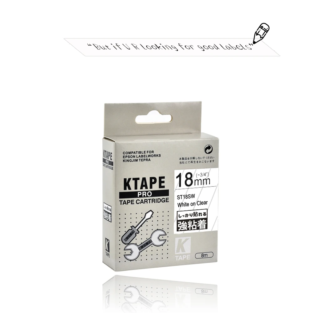 Лента для этикеток CIDY белая прозрачная лента ST18SW/LC-5TWN kingjim/epson LW300 LW400 LC-5TWN9 SR150 18 мм
