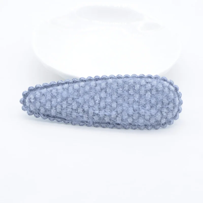Blue 12pcs/lot 75mm Soft Fabric Lace Drop Clip Applique for Clothes Craft Sticker Patches DIY Baby Girl Hair BB Clips Accessories L54 - Цвет: Blue