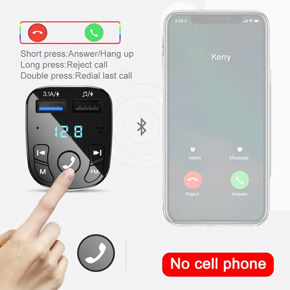 Автомобильный комплект громкой связи Bluetooth 5 0 FM трансмиттер mp3 модулятор