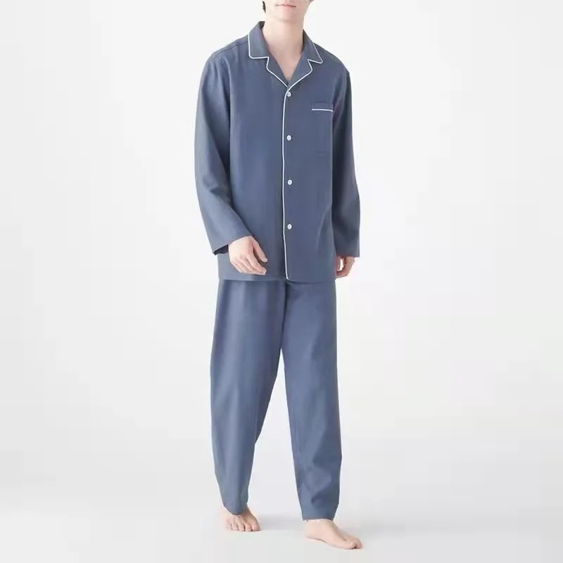 

New style flannel men's suit, casual trousers and long-sleeved pajamas, loose and comfortable home wear