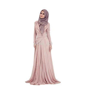 Elegant Muslim Evening Dresses A-line Long Sleeves Chiffon Scarf Dubai Abaya Saudi Arabic Long Evening Gown Prom