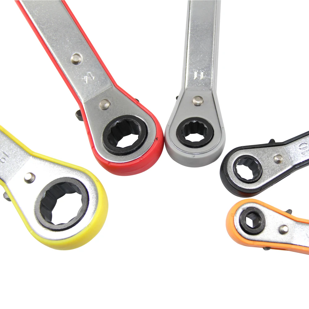 5 Pcs Offset Box End Ratchet Spanner Double Ring Wrenches Crooked for Narrow Spaces Five Colors Metric/SAE | Инструменты