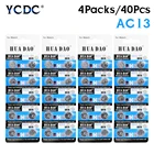 40 шт4 карты Ag13 оптовая продажа A76 A76 303 357 Gs14 Lr44 Sr44 Кнопочная батарея L1154 LR1154 LR44 MS76 PX675A Щелочная Pila