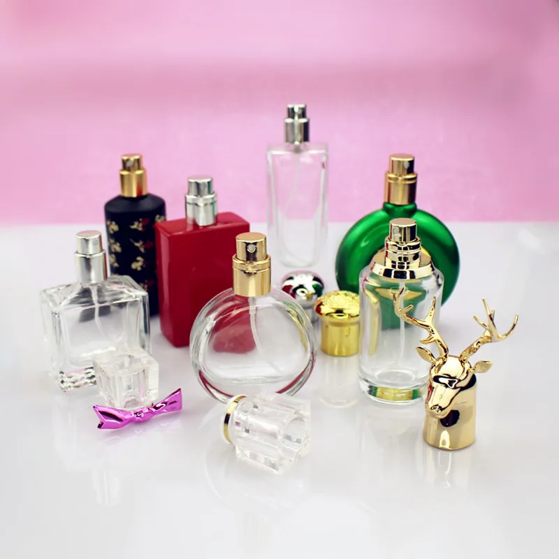 10pcs/lot 30ml Square Perfume Spray Bottle Colorful Glass Pump Reusable Cosmtic Make Up Bottle images - 6