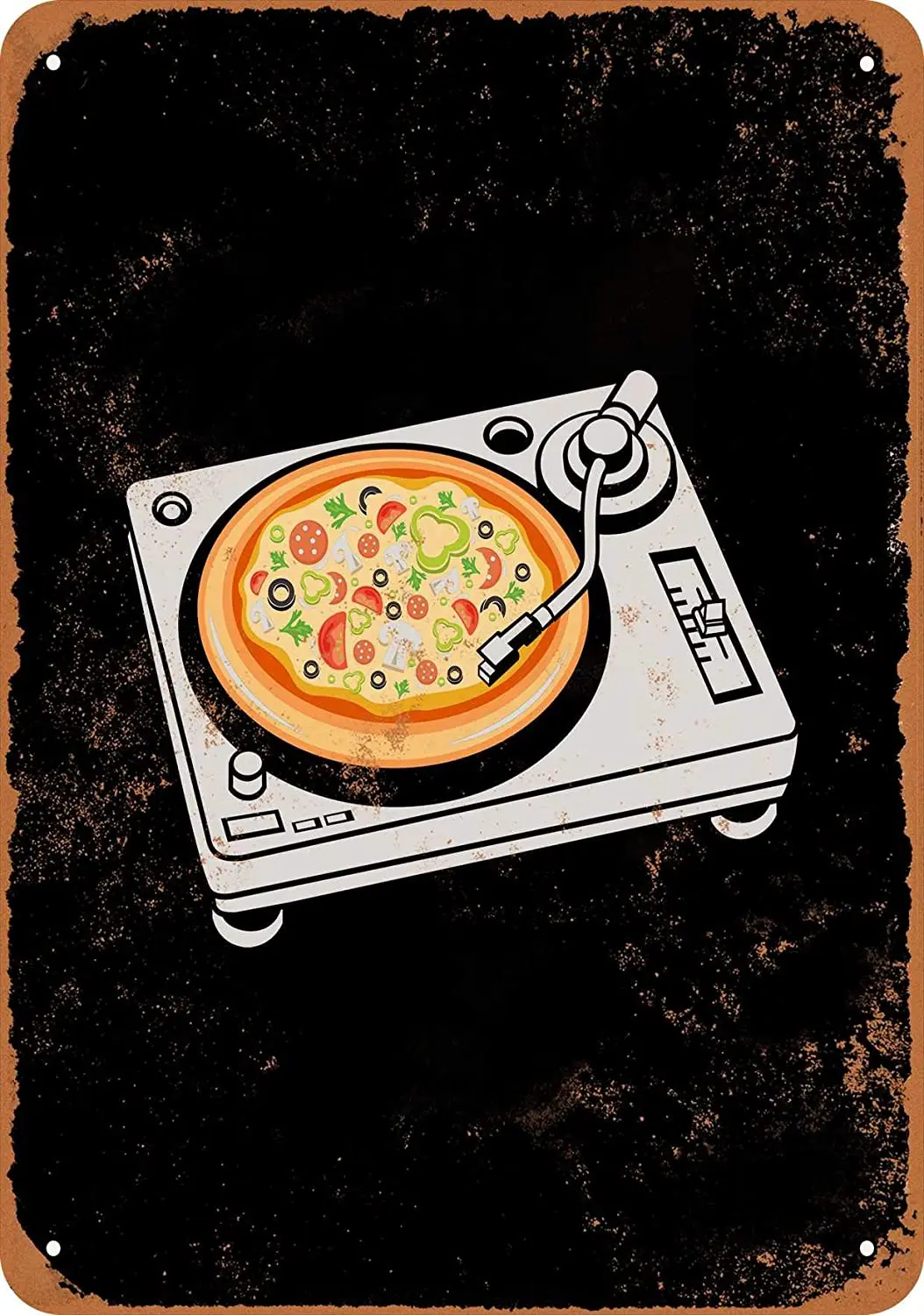

WallColor 8*12 Metal Sign Pizza Album on a Turntable Vintage Look