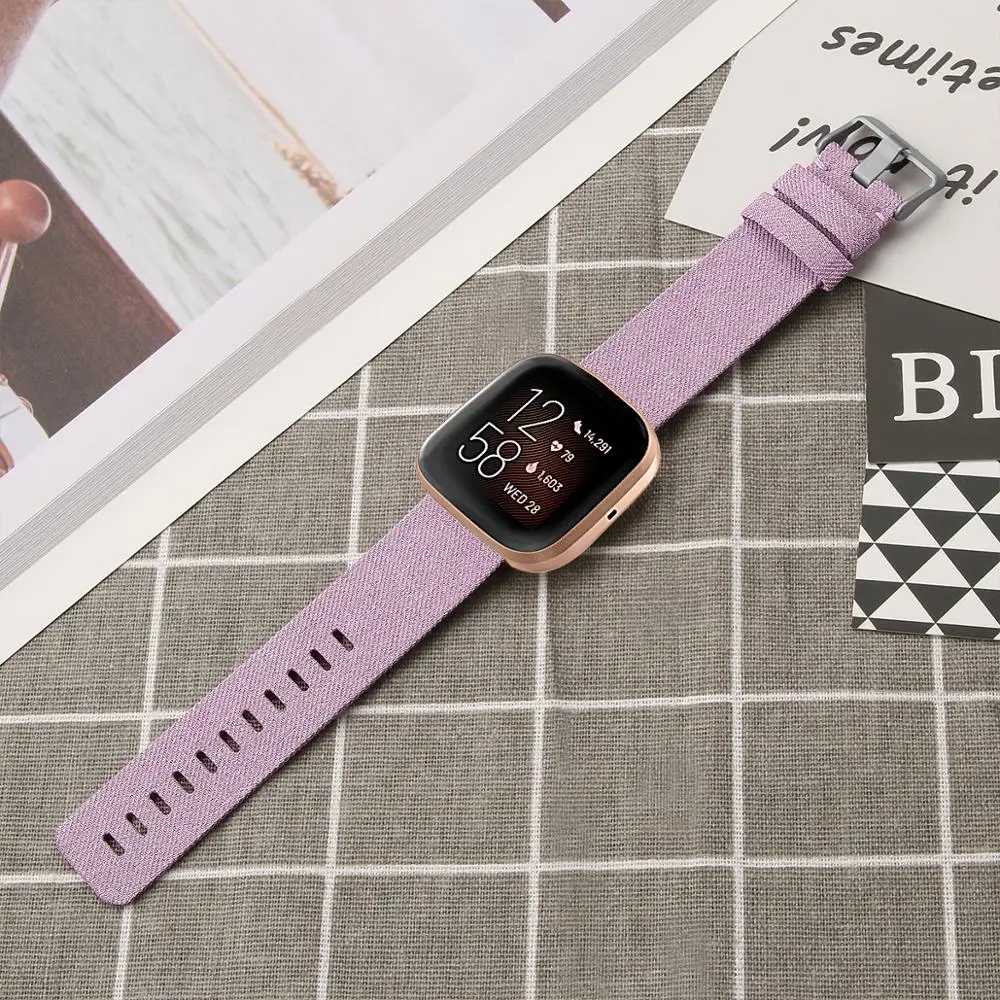 Холщовый ремешок для умных часов Fitbit Versa нейлоновый холщовый браслет аксессуары