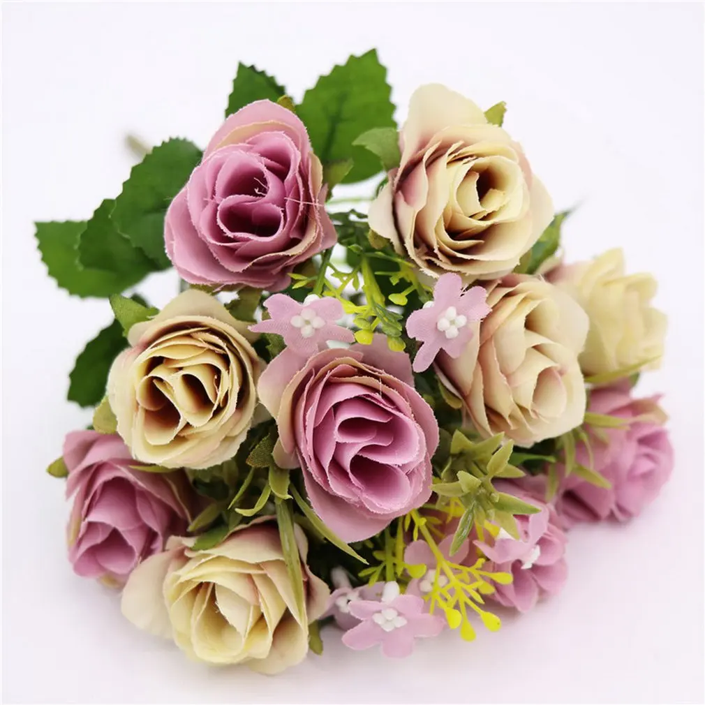 Красивые розы пионы искусственные шелковые цветы маленький букет Флорес