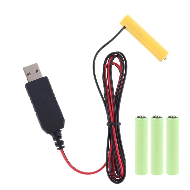 

2022 New 1m USB to NiMH 1.2V AAA Battery Eliminator for Toys Flashlight Radio Remotes