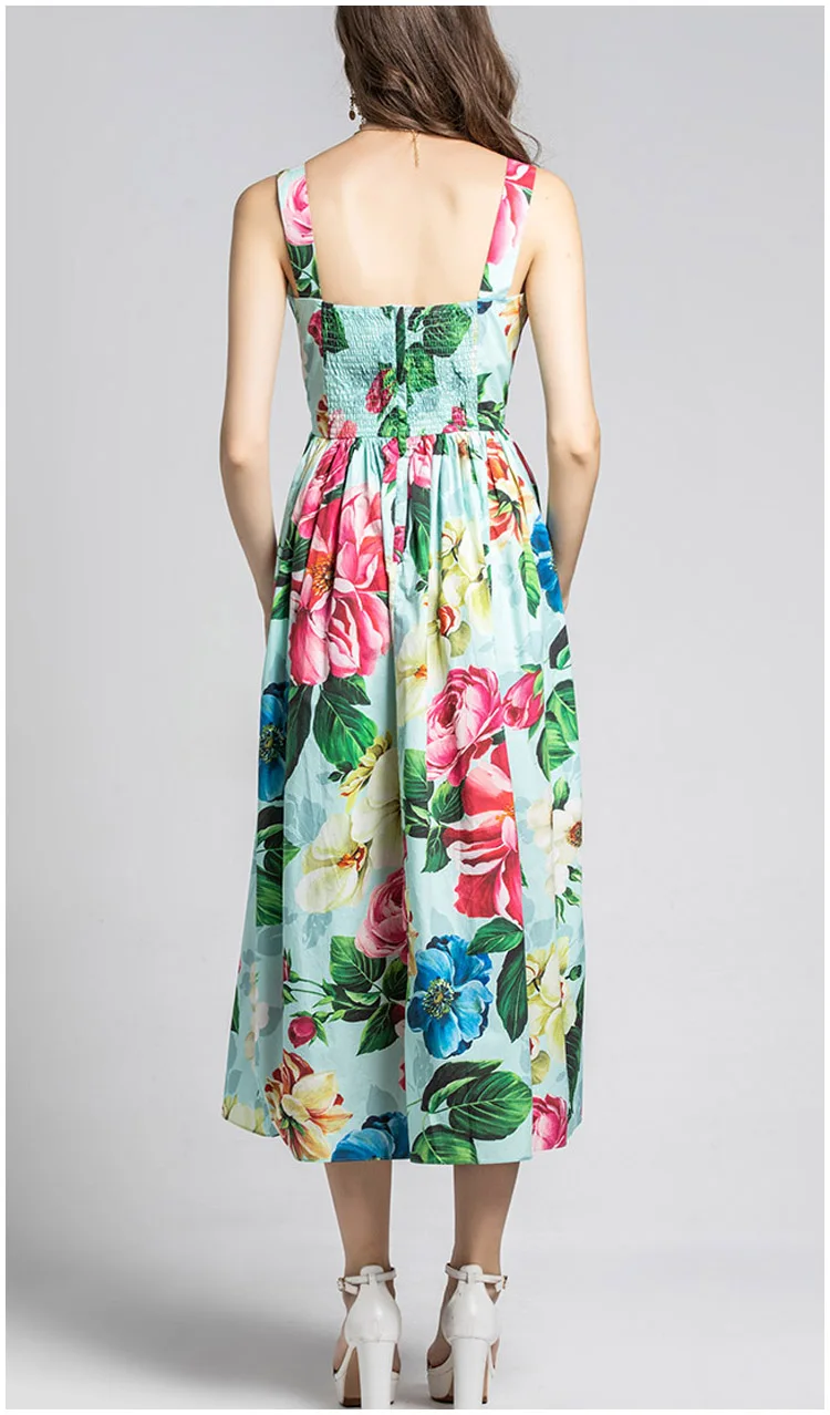 Дизайнерское Модное Новое Цветочное платье миди с пуговицами Tingfly длинное летнее