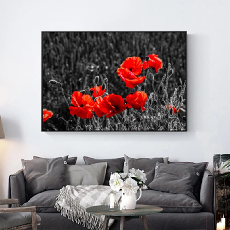 

Plant flower red flower living room bedroom decoration painting wall pictures for living room canvas painting