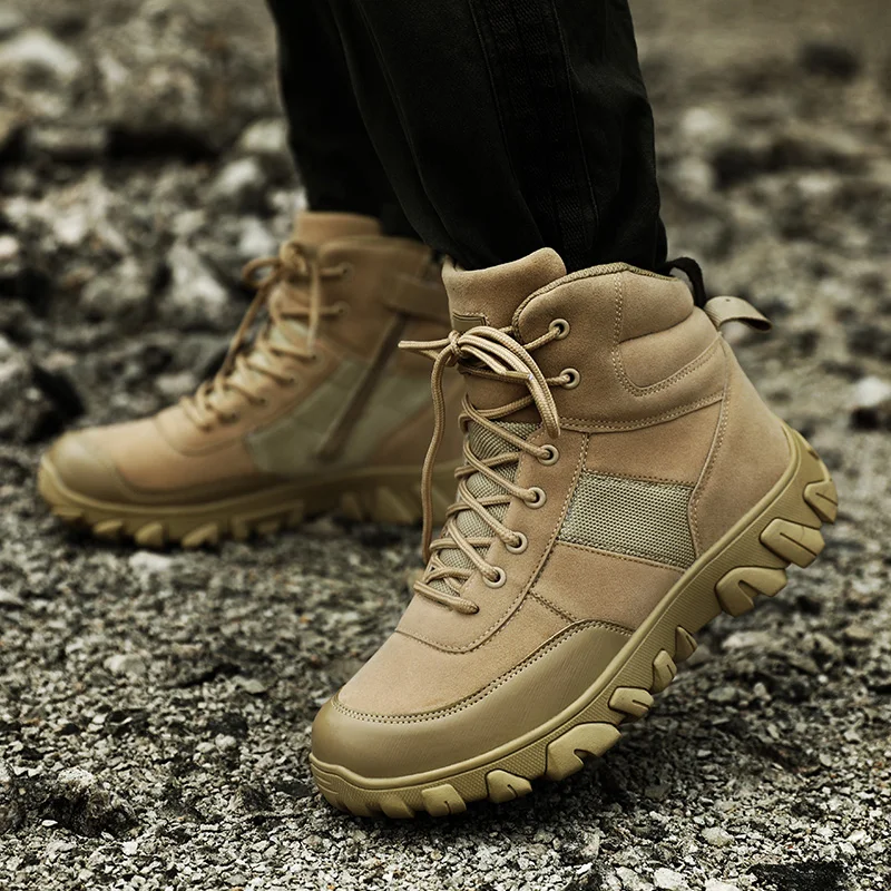 

Big Size Men Desert Military Tactical Boots Male Outdoor Waterproof Hiking Shoes Sneakers Anti-skid Wearable Sports Combat Boots