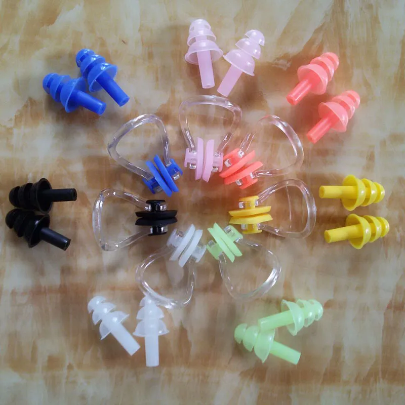 Мягкий силиконовый водонепроницаемый зажим для носа затычки ушей набор