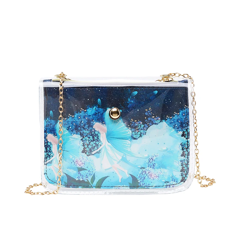 2019 Новая прозрачная сумка прозрачный пакет с принтом сумки через плечо для