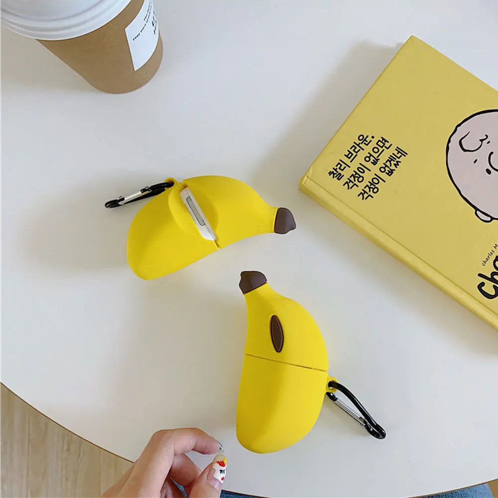 3D Simulated Banana Silicone Protection Headphone Case For Apple Bluetooth Earphone Airpods 1/2 Cover Cases Accessories | Электроника
