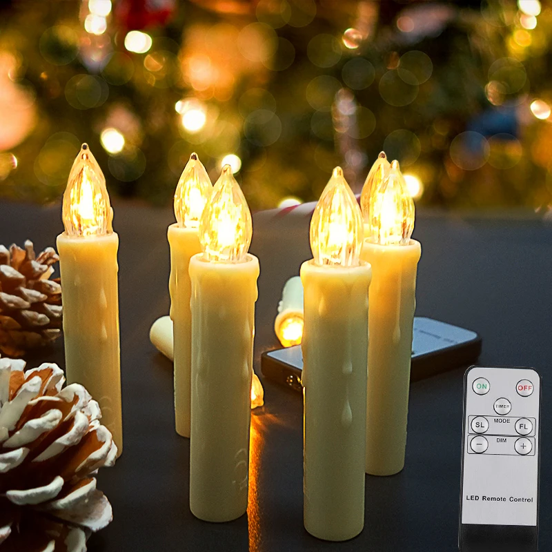 led electronic candle with timer remote battery operated christmas tree candles flicker advent wedding new year home decoration free global shipping