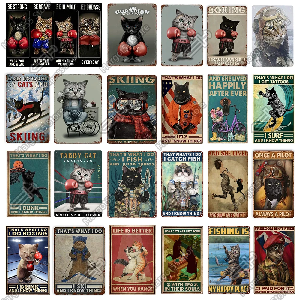 

Забавная Ретро металлическая Жестяная Табличка в виде кошки для фермерского дома, кофе, кухни, бара, винтажная домашняя металлическая табли...