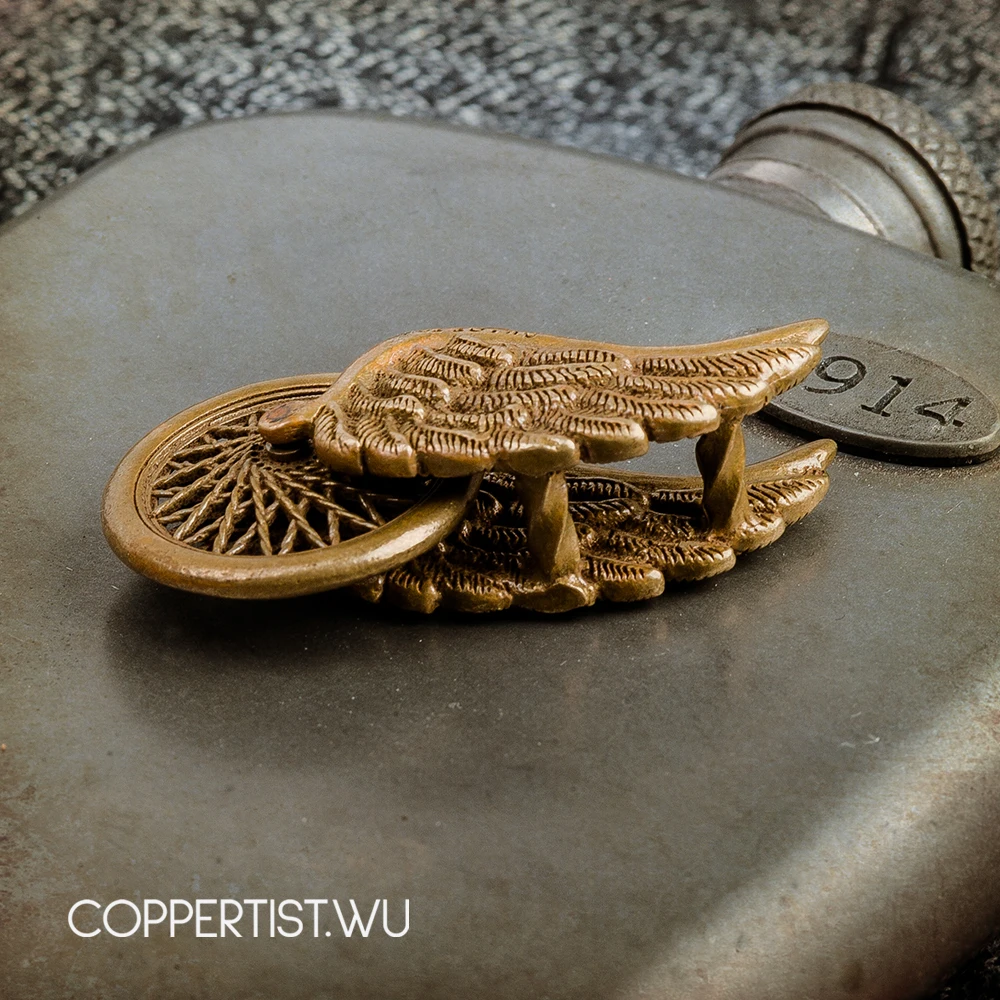 Coppertist. wu латунный металлический двигатель летающего колеса брелок для ключей ручной работы Модное панк кольцо для ключей с сумочкой кулон