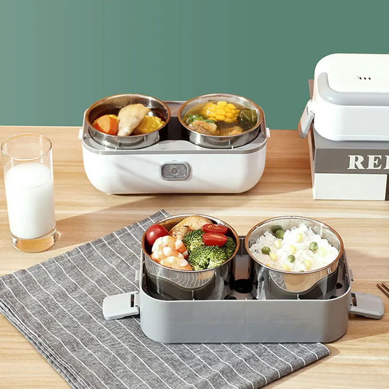 

Double-layer Stainless Steel Insulated Lunch Box Portable Plug-in Heating Bento Box High Capacity Office Lunchbox Food Container