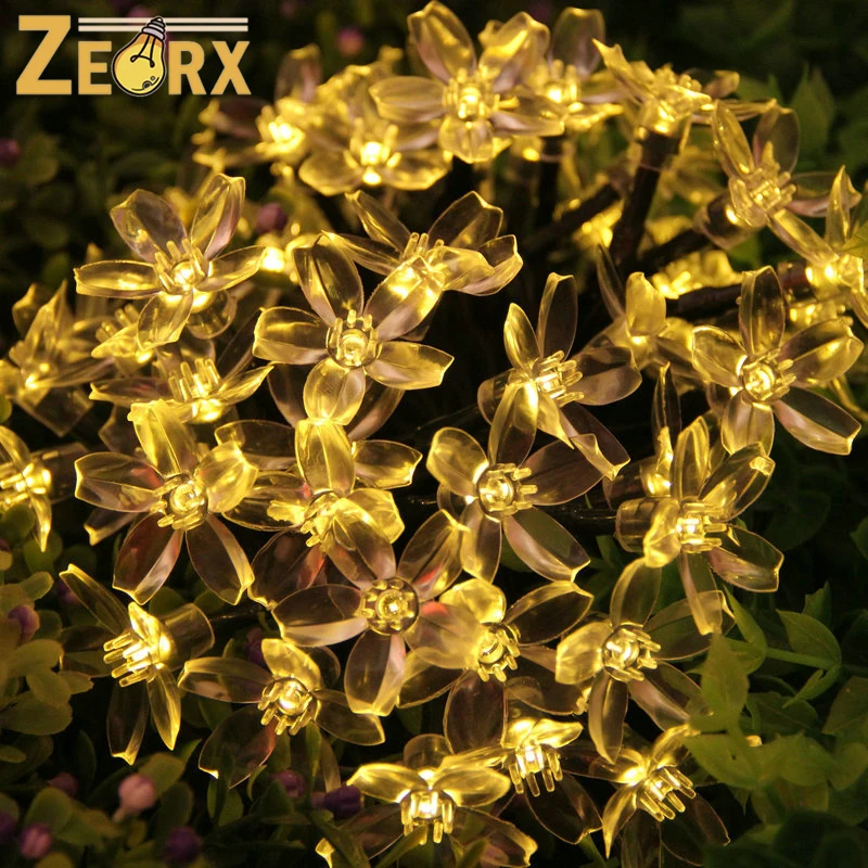 

Solar Flower String Lights, Cherry Blossoms String Lights Outdoor Waterproof Solar Powered Fairy Lights for Garden, Patio