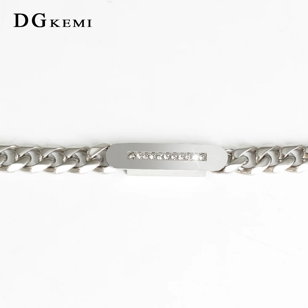 

Silver color Stainless Steel Bling Iced Out Cuban Zirconia Cuban Miami Link For Male's Hip Hop Street Bracelets Jewelry gifts