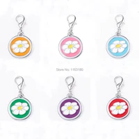 100pcslot flower print enamel jewelry pet id tag for dogs and cats personalized engraving on the back side