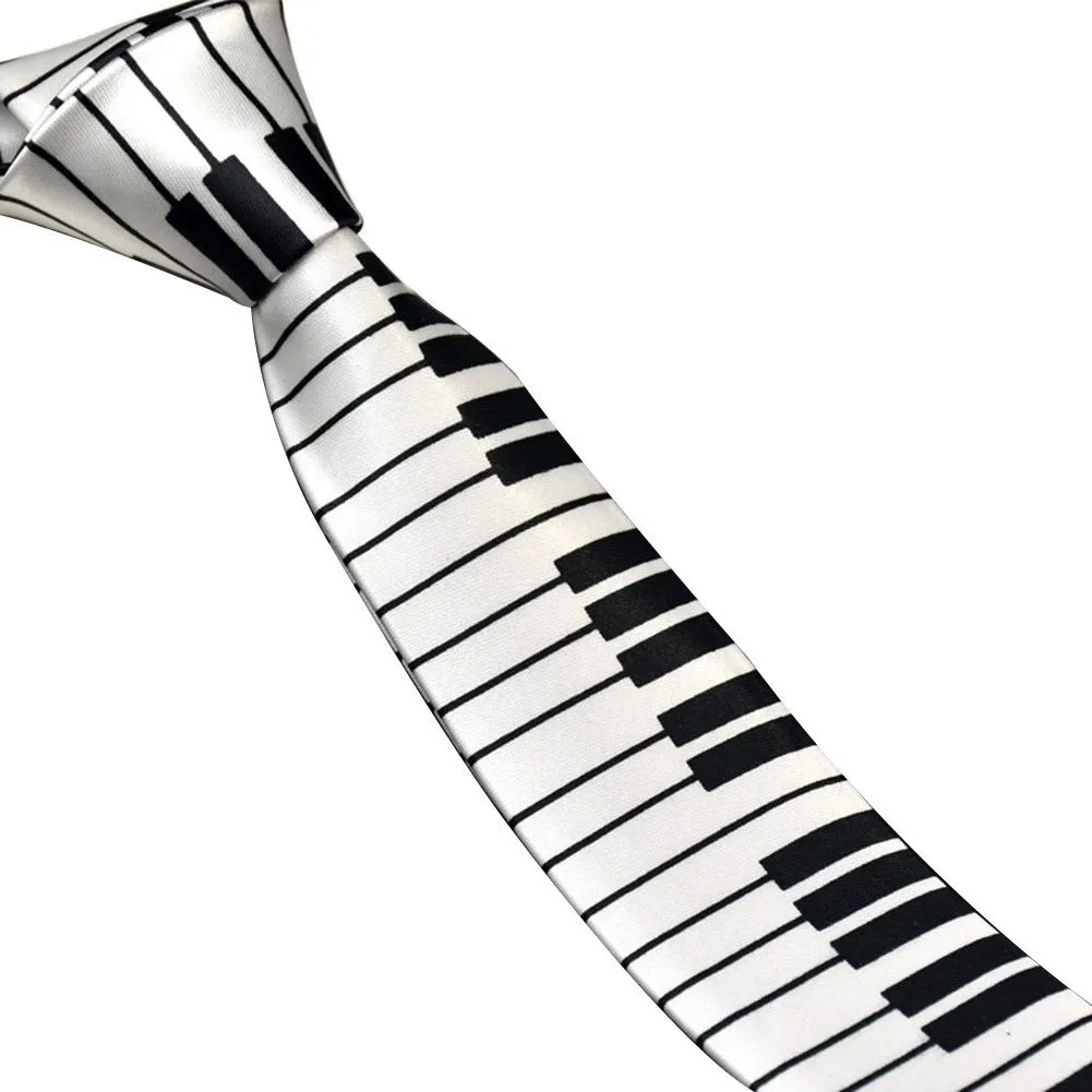 

Classic Men's Skinny Tie Black and White Piano Keys Necktie Slim Narrow Wedding Party Tie Gift Music Enthusiast Gift Accessory