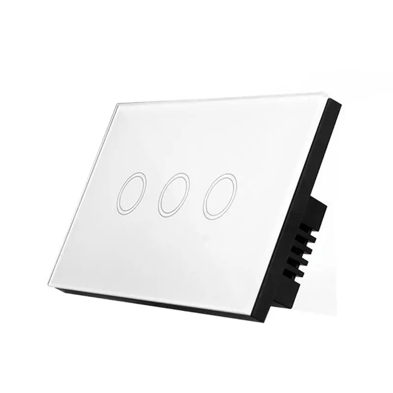 

433MHz Smart 3 Gang US Panel Glass Touch LED Light Switch Wifi,Remote,Dimmer Switch High-grade Tempered Glass + ABS Flame