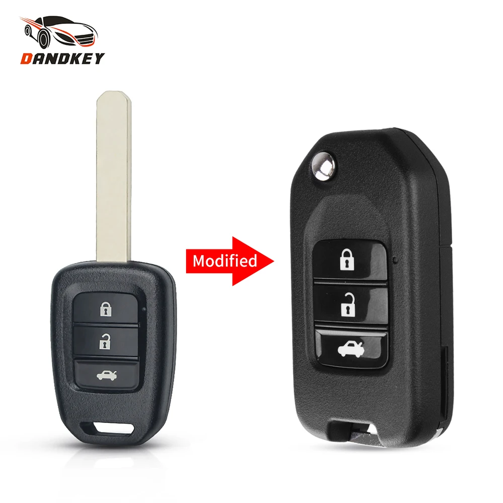 

Dandkey Flip Remote Key Shell Blank Case For Honda Accord CR-V FIT XRV VEZEL CITY JAZZ CIVIC HRV FRV Modified 2/3/4 Buttons