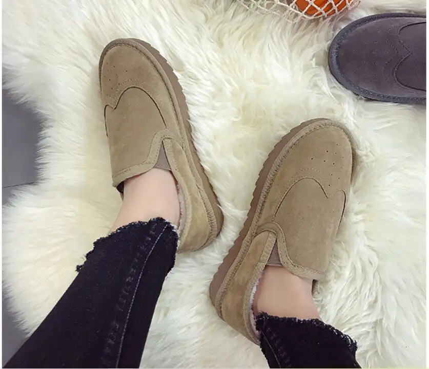 2021 Women Autumn Winter Flats Slip On Casual Cotton Shoes Warm Cozy Female Plus Size Loafers Snow Shoes Anti Skid Women's Shoes