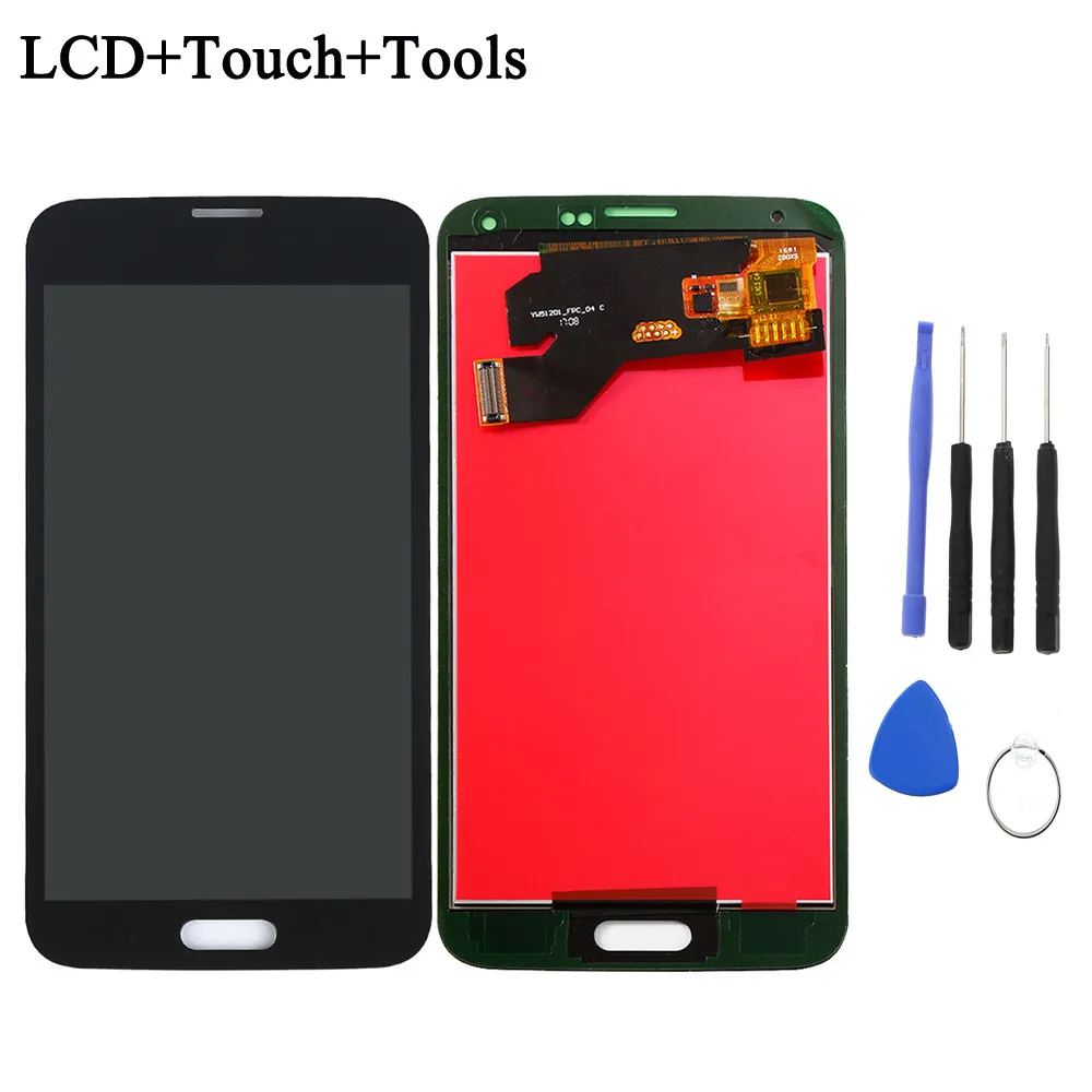 Для samsung S5 lcd G900F G900A lcd дисплей G900P G900T G900V сенсорный экран дигитайзер G900F lcd для Galaxy s5 запасные части - Цвет: Black with tools
