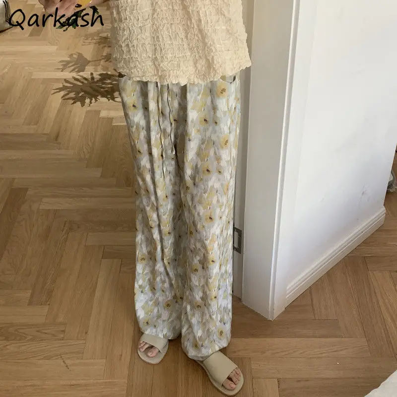 

Брюки женские с завышенной талией, повседневные летние модные прямые простые брюки в студенческом стиле, универсальные художественные шта...