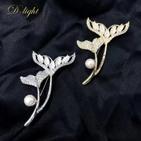 exquisite elegant fish tail brooch fashion zircon mermaid tail opal brooch simple pin female dress daily wear party corsage gift