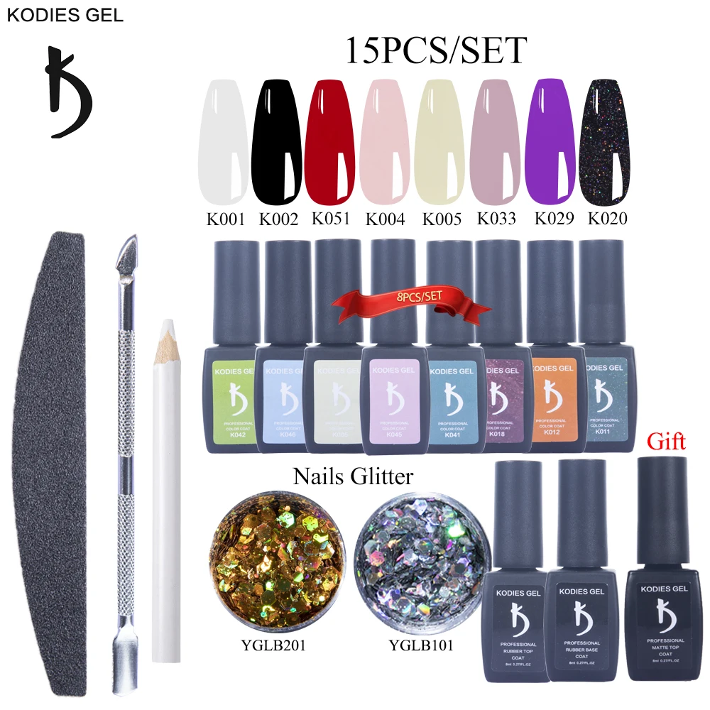 Гель KODIES 15 шт./лот набор гель лаков для ногтей принадлежности маникюра Набор УФ