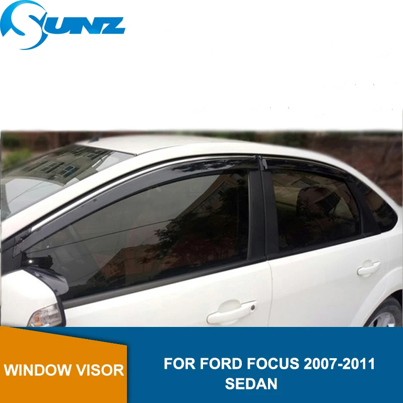 Оконный козырек для Ford Focus 2007 2011 боковые Winodow дефлекторы дождевики Sedan SUNZ|Навесы и